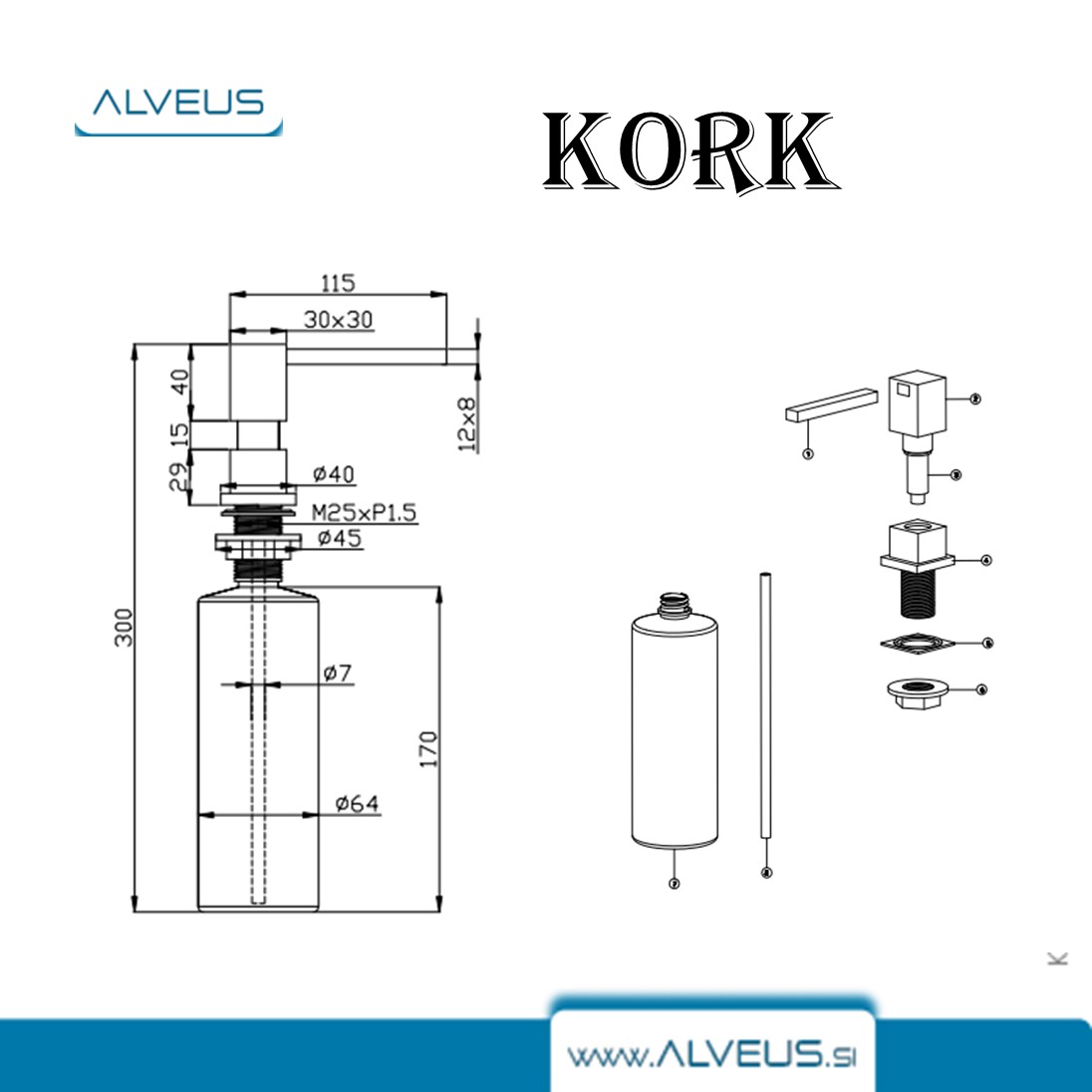 Дозатор для мыла KORK 0,5L ANTHRACITE (1135544)